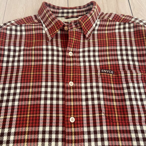 ENYCE Men's Baggy Button Down Shirt Brown Houndstooth XL/Late 90s Y2K Streetwear - Picture 9 of 16